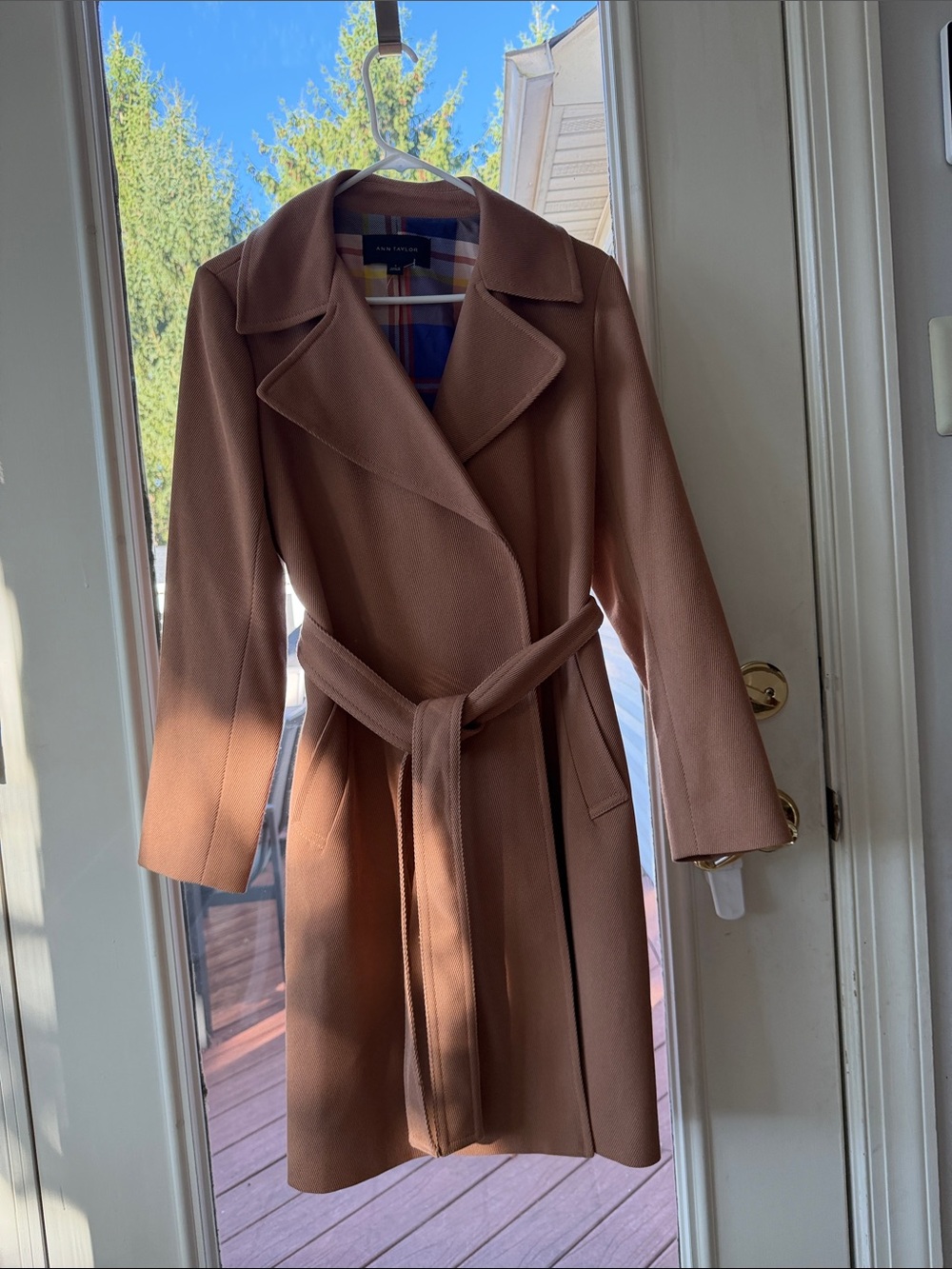 Ann Taylor Dusty Rose Belted Trench Coat